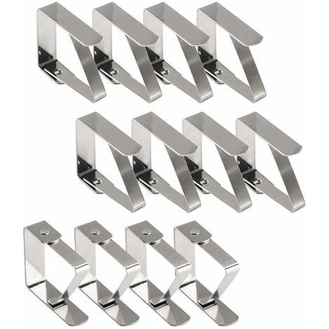 Pinzas para manteles de exterior, 12 pinzas de acero inoxidable, antideslizantes, para mesas de 10 a 30 mm de grosor. (1/5)