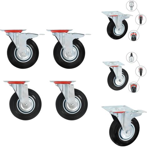 The Living Store Roulettes pivotantes 4 pcs 125 mm - Roulettes en caoutchouc (1/5)