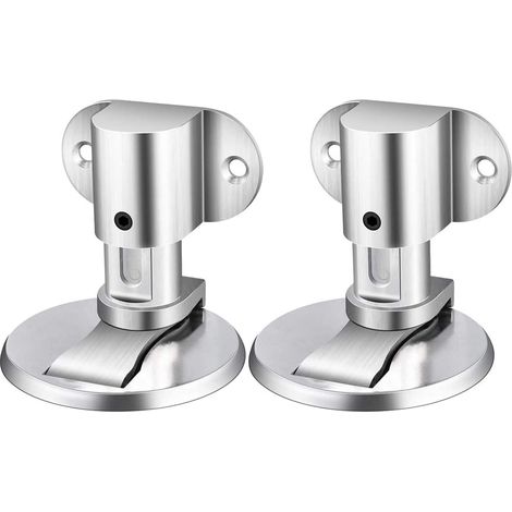 Butée de porte, butée de porte magnétique, butée de porte en acier inoxydable Loquet de porte réglable en hauteur, facile à installer et à libérer Protecteur mural fixé au sol (lot de 2 argent)