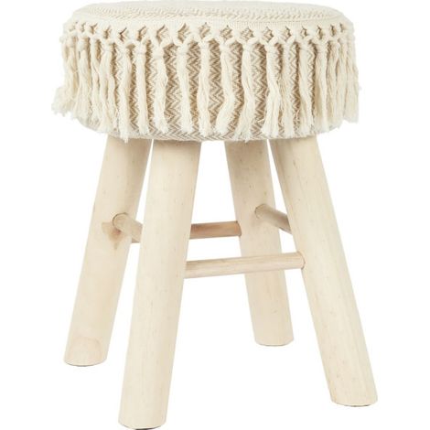 Tabouret en Bois "Pampa" 40cm Beige (1/4)