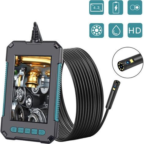 Caméra d'inspection endoscope 10m – Résolution 1080P HD – Écran LCD 4,3 pouces – Étanche IP67 – 8 lumières LED pour inspection précise (1/4)