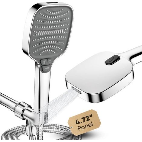 Set doccia, composto da soffione con tubo flessibile, supporto, soffione ad alta pressione con doccetta, in plastica ABS. Maggiore pressione dell'acqua, minore fatica nella pulizia. (1/5)