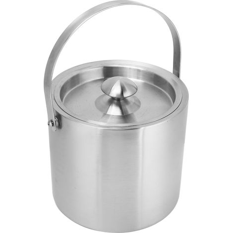 Seau à glace isotherme double paroi en acier inoxydable, seau à champagne avec couvercle et poignée (1/5)