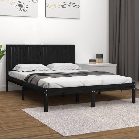 Massivholzbett Schwarz Kiefer 200x200 cm vidaXL (1/5)