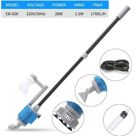 Aspirateur électrique pour aquarium, nettoyeur de gravier avec fonction anti-algues et saletés, pompe à eau pour changement d'eau (1/4)