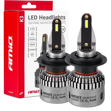 Bombillas LED para coche serie K3 H7 12V 6000K Canbus amio-03683 (1/5)