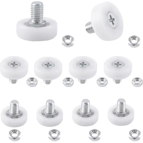 Juego de 10 ruedas de plástico POM para cajones con tuercas y guías para muebles de bricolaje (19 mm de diámetro)