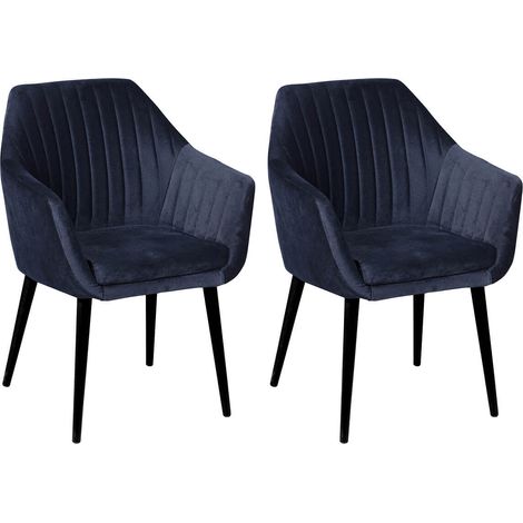 HETA - Lot de 2 Fauteuils Bleu Nuit Piètement Noir (1/4)