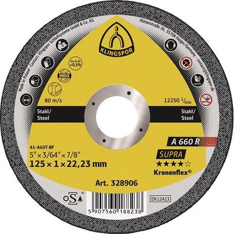 KLINGSPOR 328905 Trennscheibe A 660 R Supra D115x1mm gerade INOX Bohrung 22,23 m (1/3)