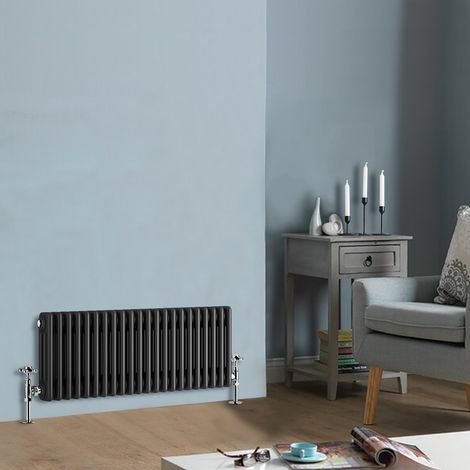 300 x 1010mm Traditional Anthracite Horizontal Cast Iron Style Radiator Triple Column (1/4)