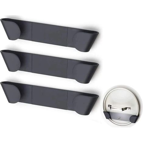Lot de 3 supports pour couvercles de casseroles, organisateurs de couvercles à fixer sur la porte de placard, pour cuisine (1/5)
