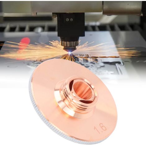 Buse de coupe à double fibre optique, buse de coupe soudée chromée en cuivre, buse laser, buse de coupe pour machine laser, orifice de 1,6 mm. (1/5)