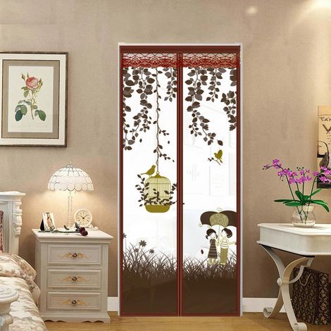 Moskitonetz-Türvorhang (90 x 210 cm, Stil 2), dekorieren Sie magnetisches Moskitonetz, Tür, Insektenschutz, Türschutz, Moskito-Tür, Fenster, Moskitonetz, ohne Bohren, automatisches Schließen, für Korr (1/4)