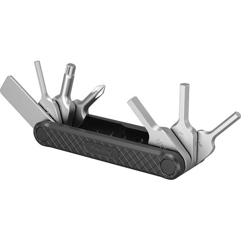 Folding tool set with screwdrivers and hex keys, seven functional tools included, black (1/5)