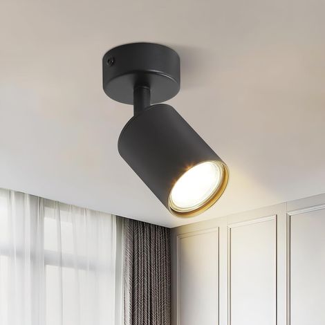 Plafonnier 1 flamme Salon : Moderne Lampe de plafond GU10 Spot Rond Noir Lampe de cuisine Spot couloir Orientable Spot mural pour cuisine Chambre Sans ampoule (1/5)