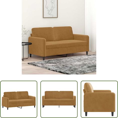 Canapé confortable -  Canapé à 2 places Marron 140 cm Velours (1/5)