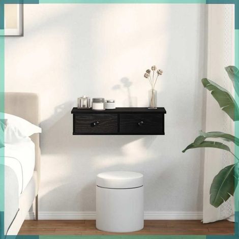 859942 étagère murale avec tiroirs noir 60x28x15 cm bois d'ingénierie (1/5)