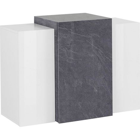 Pensile 3 Ante 90x38x65,5 cm Coro Bianco Lucido e Ardesia (1/4)