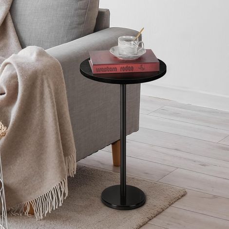 Table Haute Petit Rond 62,5 x 32 CM Table D'appoint avec Socle Marbre Noir (1/5)