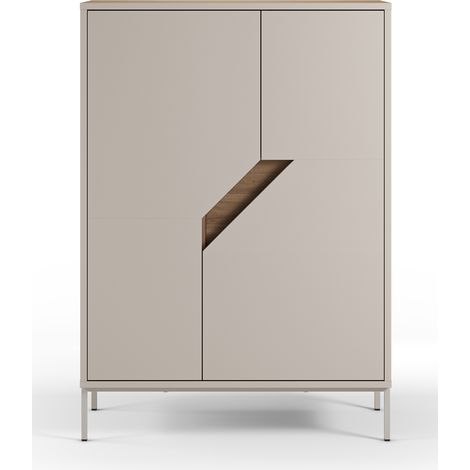 Buffet, meuble de rangement avec 2 portes aspect bois coloris chêne, crème - Longueur 85 x Profondeur 40 x Hauteur 120 cm (1/5)