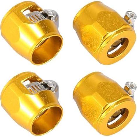 Lot de 4 colliers de serrage hexagonaux AN8 en caoutchouc flexible pour tuyau de voiture, moto, huile, carburant, eau, tube doré, avec adaptateur de bande à vis (1/4)