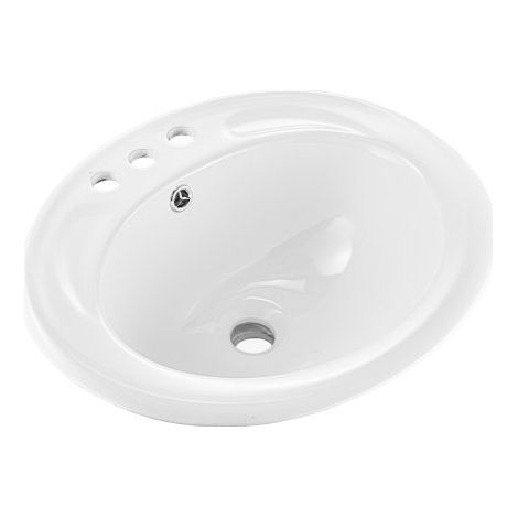 Lavabo de salle de bain semi-encastré vasque ovale en céramique (1/5)