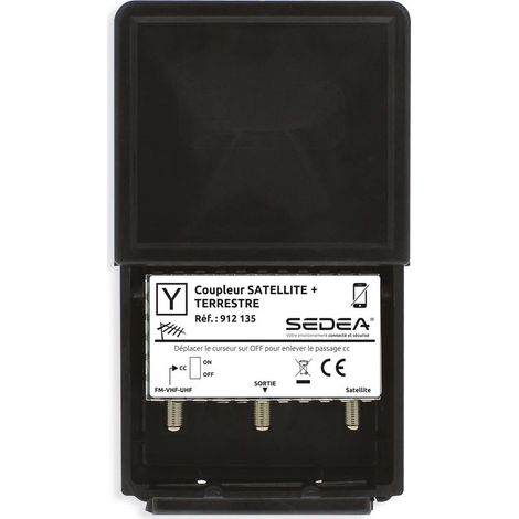 Satelliten- und terrestrischer DVB-T-Koppler mit 2 Eingängen und 1 Ausgang – 5G LTE 700-Filter – Wetterfestes Gehäuse für den Innen- und Außenbereich – Typ-F-Anschlüsse – Sedea (1/5)