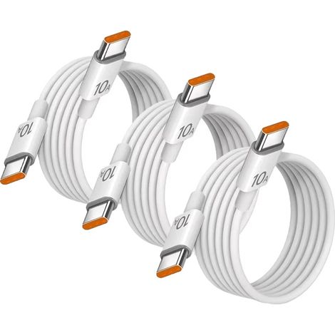 Cavo Type-C, carico 10A, trasferimento dati ad alta velocità, 2 m, 3 pezzi (1/2)