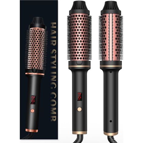 Brosse thermique 3 en 1, 38 mm - Écran LCD 120-200 °C - Double PTC Heated Round Brush - Brosse à boucler - Augmente le volume des cheveux - Boucles lâches - Double tension (1/5)