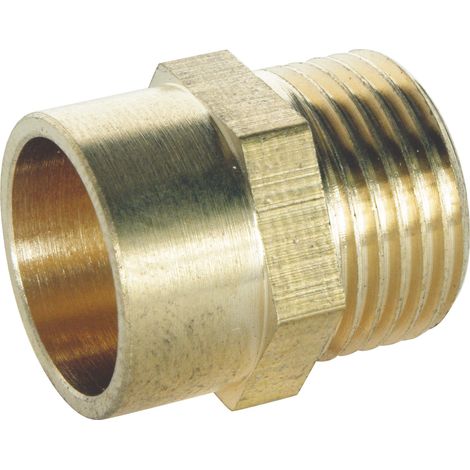 Raccord laiton droit à souder - Mâle 15/21 - Tube cuivre Ø14 - Sachet 2 pièces