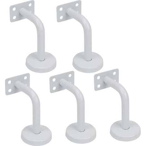 Set mit 5 weißen Treppengeländerhalterungen, Treppengeländerstützen aus Edelstahl, 60x80 mm, für Handläufe