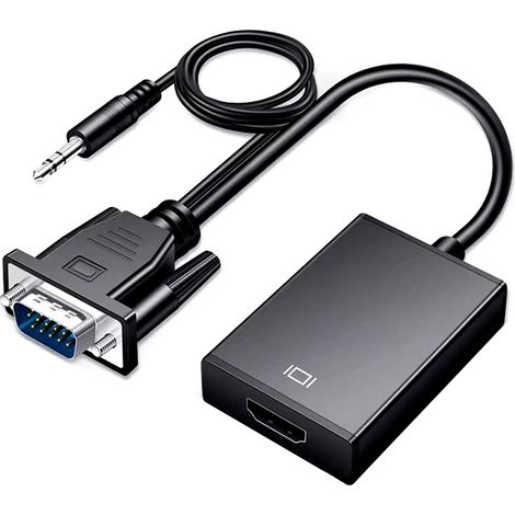 Convertisseur VGA vers HDMI pour PC, VGA vers HDMI avec audio, adaptateur/répartiteur TV/projecteur. (1/5)