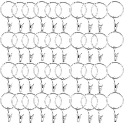 Pince pour Rideaux 40 Pièces, Pince à Rideaux, Attache Rideau Pince, Pince a Rideaux, Anneaux pour Rideaux, Métal antirouille Acier Inoxydable Métal Anneaux Clip Rideau pour Rideau