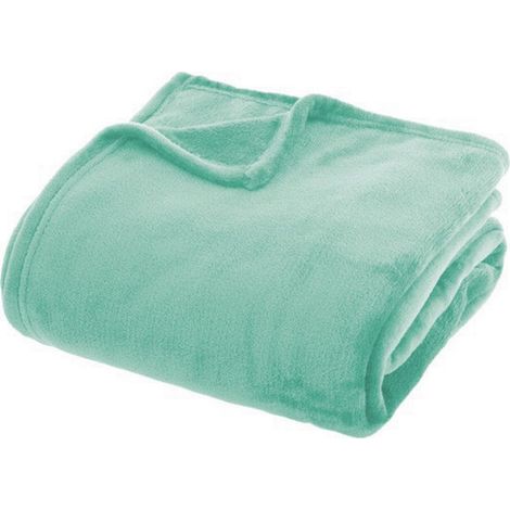 Plaid Très Doux Couleur Unie Couverture Chaud Polaire Lit Canapé Vert - 130x160 cm (1/2)