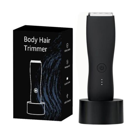 BUNTHAUS Tondeuse à poils pubiens pour hommes, tondeuse électrique pour le corps et l'aine avec station de charge pour les testicules, rasoir étanche pour une hygiène masculine optimale.