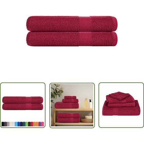 vidaXL Handtücher 2 Stk. Bordeauxrot 100x200cm 360 g/m² 100% Baumwolle (1/5)