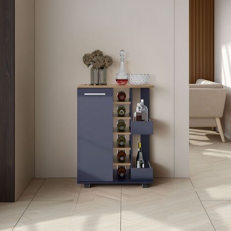 Carrello bar con ruote, 2 ripiani e design funzionale