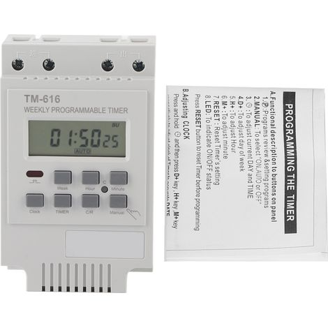 12V Intelligenter programmierbarer, langlebiger digitaler Zeitschalter (Weiß)