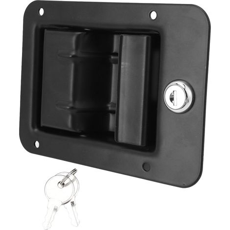 Loquet de poignée de boîte à outils en acier inoxydable robuste, 162X115mm, avec clé, boîte à outils pour camion, caravane, véhicules RV. (1/4)