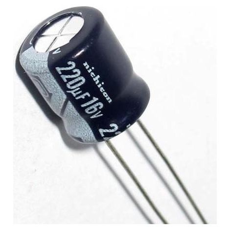 Condensador Electrolitico 220uF 16Vdc Medidas 6,3x11mm
