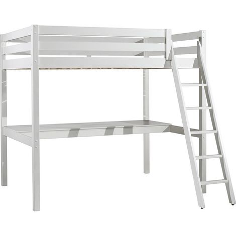 SLEEPY - Lit Mezzanine Blanc 140x200cm avec Bureau 205 cm (1/3)