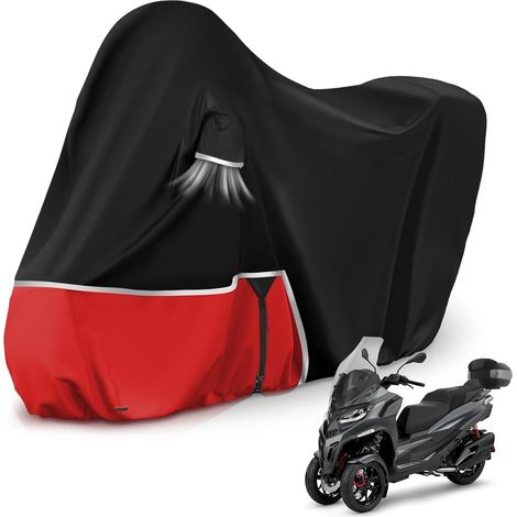 Bâche de Protection Moto, pour Piaggio mp3 400/500 (avec Coffre)  Housse mp3 400 Housse mp3 500 Protection imperméable, résistante à l'hiver, en Tissu Oxford 420D, Noir et Rouge,Mp3, Avec Coffre (1/5)