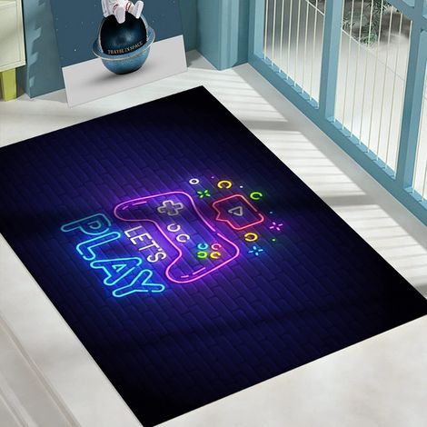 Moderner Gamer-Schlafzimmerteppich, 120 x 80 cm, Kinderzimmerteppich mit 3D-Controller-Graffiti-Design (Typ B) (1/3)