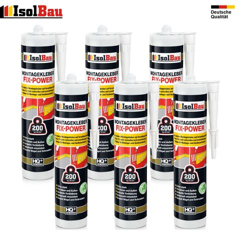 Montagekleber FIX-POWER Baukleber 6 x 300ml Styroporkleber weiß 200kg / 10cm (1/5)