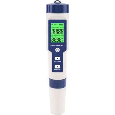 Tester di salinità per piscine, tester digitale 5 in 1 per la salinità dell'acqua di mare, kit di test impermeabile IP67 (1/4)