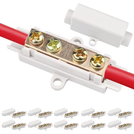 Packung mit 10 Crimp-Kabelschuhen – Messing-Drahtverbinder mit Doppelschrauben, Steckklemmenblock, 1000 V, 100 A, robuste Kabelverbinder mit ABS-Gehäuse, geeignet für Drähte von 2,5 bis 16 mm² (1/5)