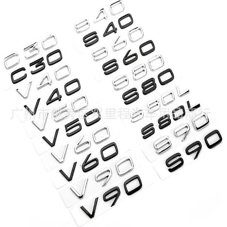 Schwarze 3D-Schriftzüge für die Heckklappe, kompatibel mit Volvo C30 V40 V50 V60 V90 S40 S60 S80 S90 XC40 XC60 XC90: Emblem, Logo, Abzeichen, Zubehör XC40 (1/5)