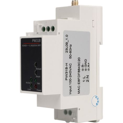 Serveur série PW31B H IoT RS485 vers WiFi double bande 2,4/5 GHz, rail DIN, convertisseur 100-240V (1/5)