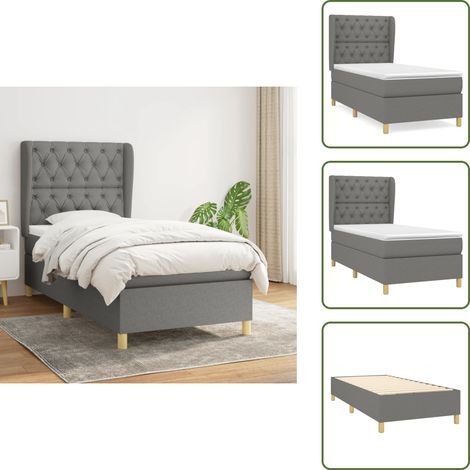 Boxspringbett mit Matratze Dunkelgrau 80x200 cm Stoff - Boxspringbett - Doppelbett - Bettenrahmen - Matratze - Matratzenauflage (1/5)