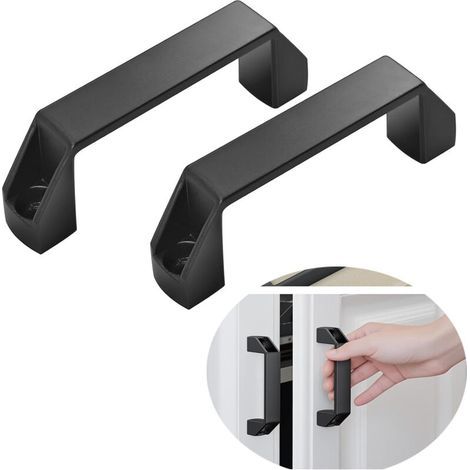 Set mit 2 Aluminiumgriffen, bügelförmige Türgriffe für Aluminiumprofile, schwarze Industriegriffe für Garten, Boot (90 mm) (1/5)